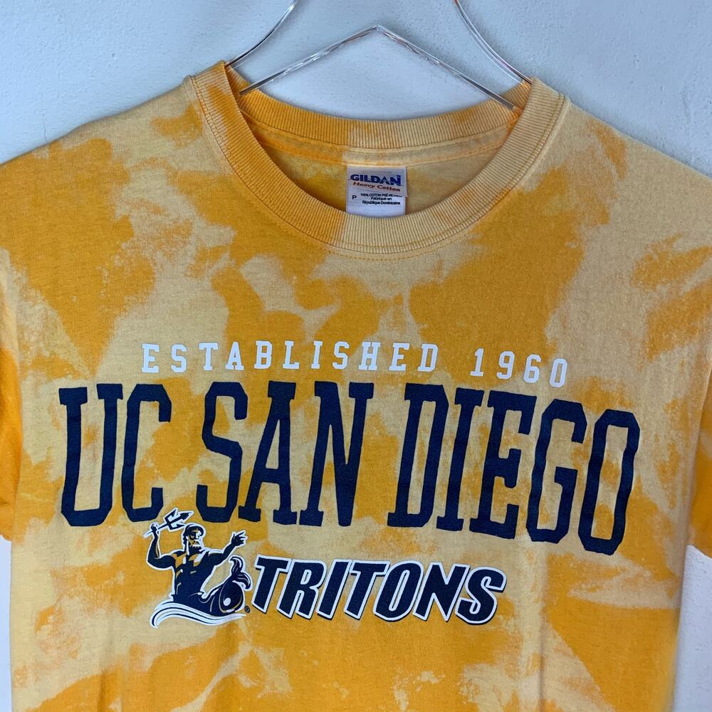 University of California San Diego Yellow Acid Wash Tie Dye T-shirt — Size Small